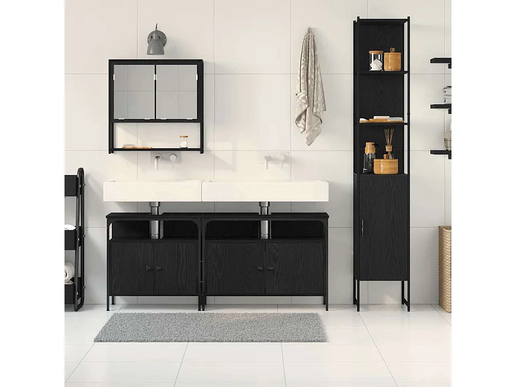 Set di mobili da bagno 4 pezzi Black Oak