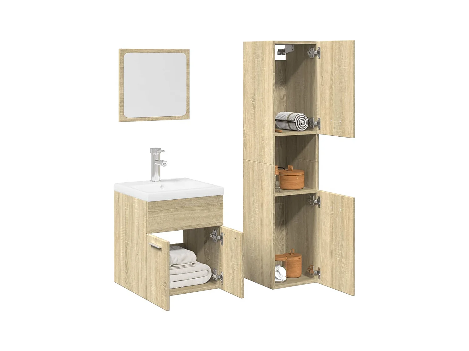 3-teiliges Badmöbel-Set Sonoma-Eiche