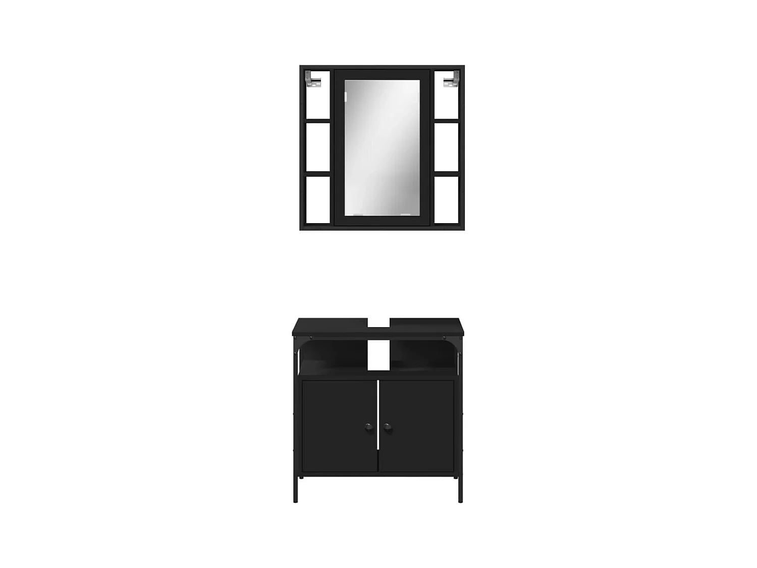 Ensemble de meubles salle de bain 2 pcs noir bois d'ingénierie
