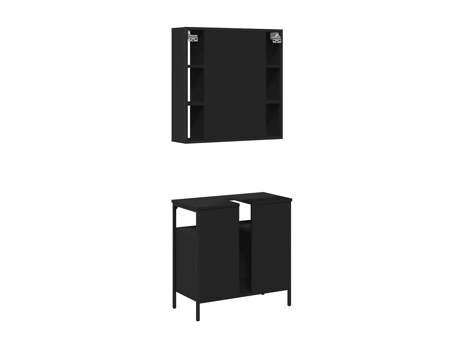 Ensemble de meubles salle de bain 2 pcs noir bois d'ingénierie