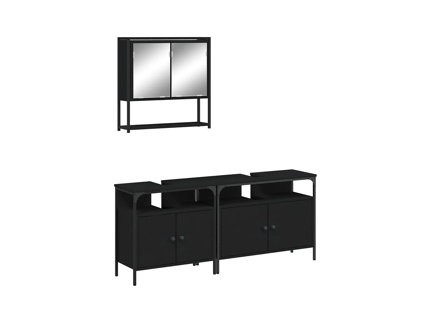 Ensemble de meubles salle de bain 3 pcs noir bois d'ingénierie