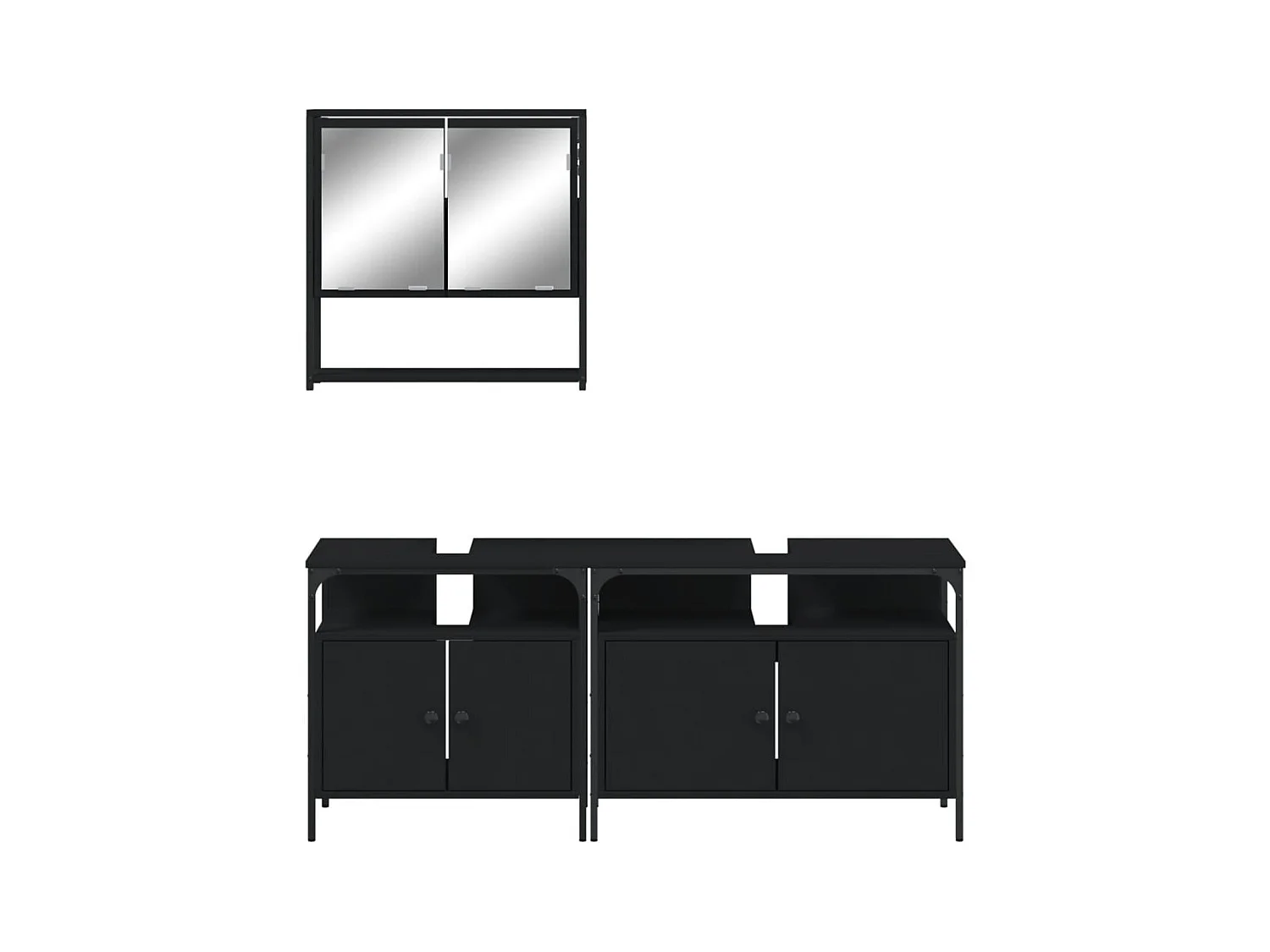Ensemble de meubles salle de bain 3 pcs noir bois d'ingénierie
