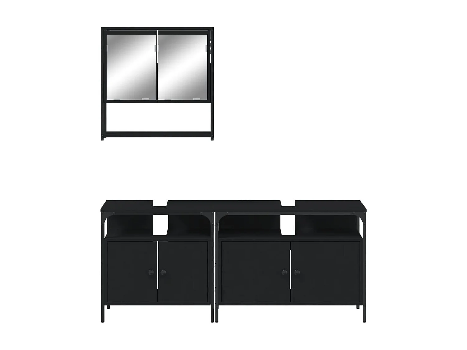 Ensemble de meubles salle de bain 3 pcs noir bois d'ingénierie