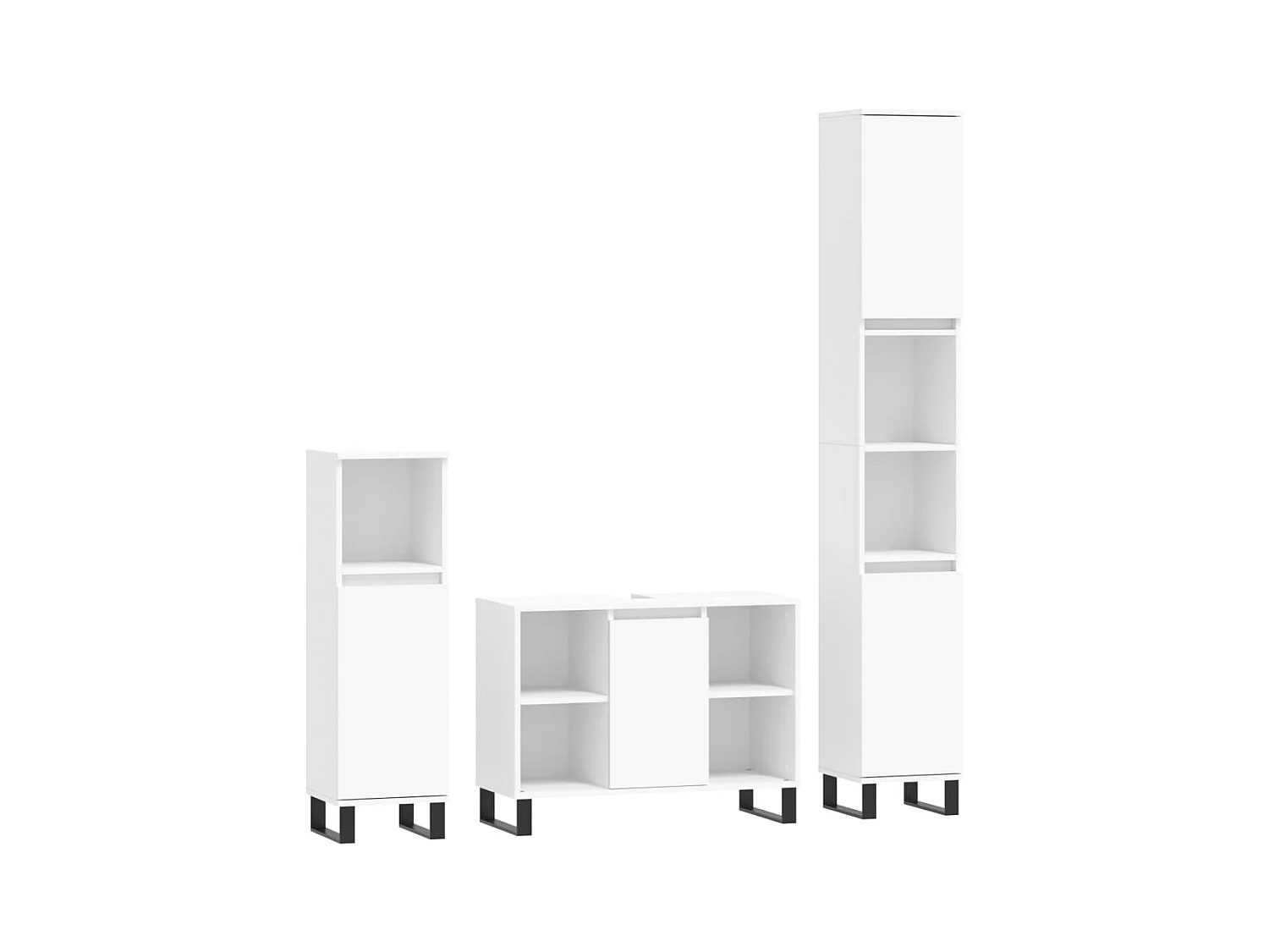 3-delige badkamermeubelset wit bewerkt hout