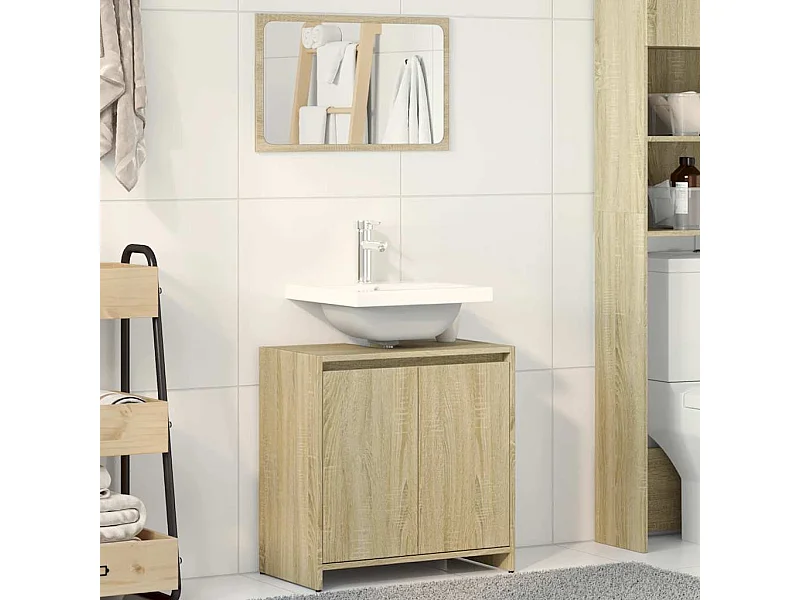Ensemble de meubles de salle de bain 2 pcs chêne sonoma