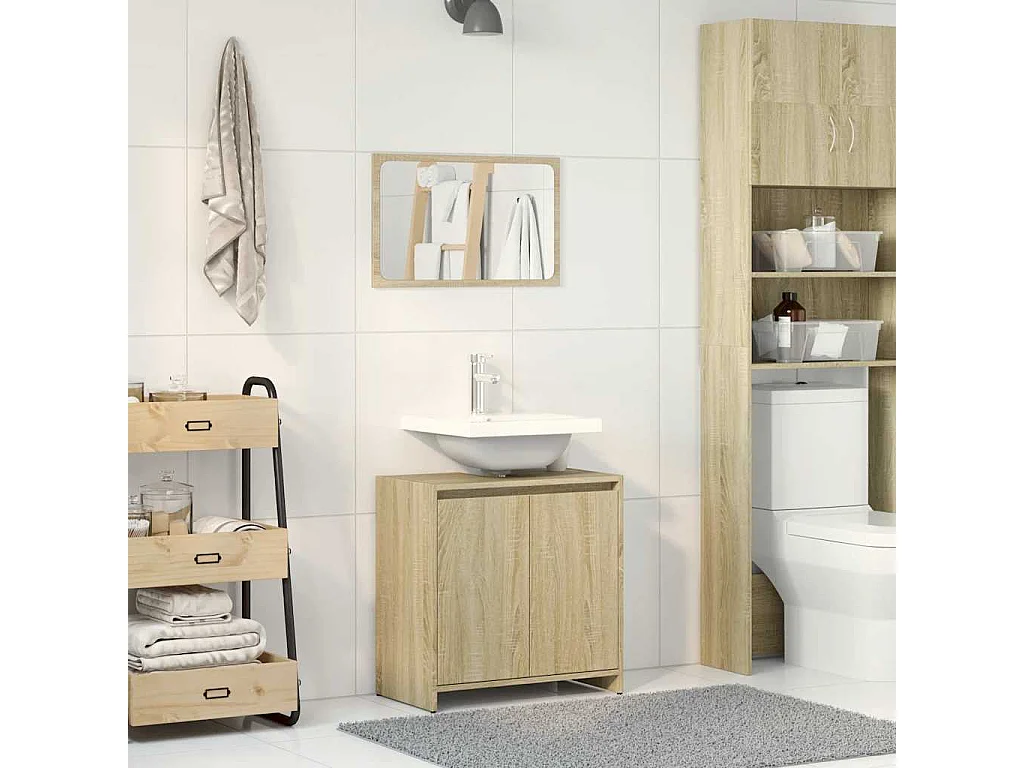 Set di mobili da bagno 2 pezzi in rovere Sonoma