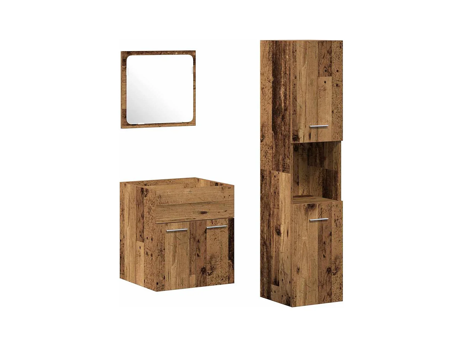 Set di mobili da bagno 3 pezzi in legno anticato