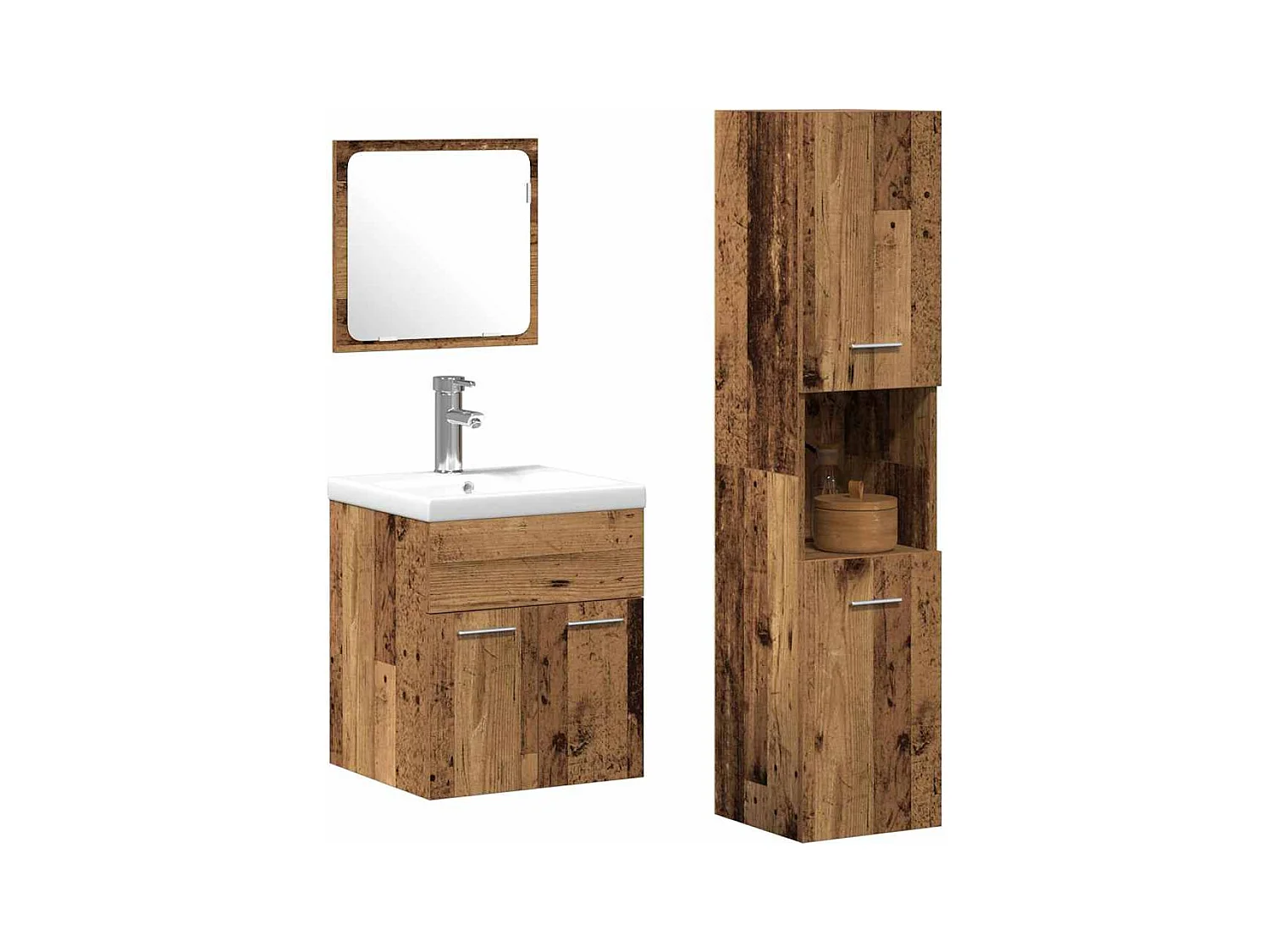 Set di mobili da bagno 3 pezzi in legno anticato