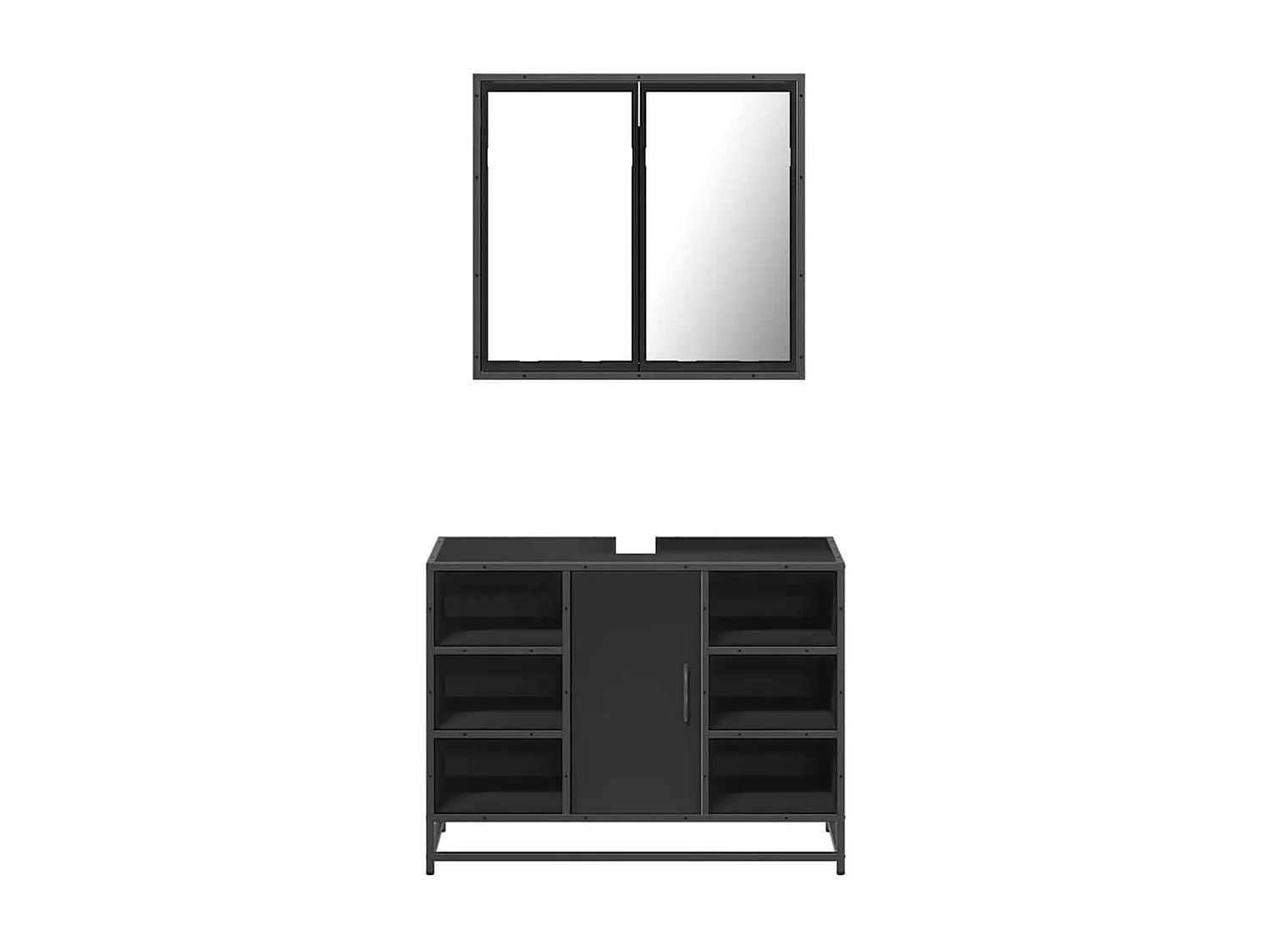 Ensemble de meubles salle de bain 2 pcs noir bois d'ingénierie