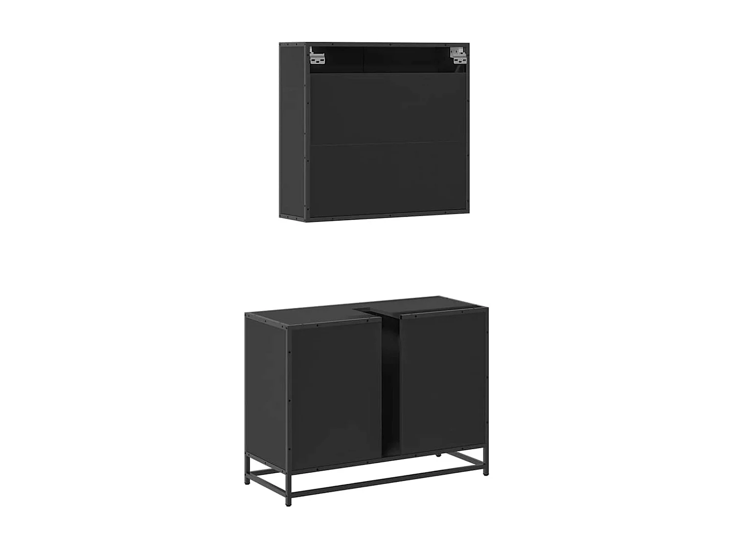 Ensemble de meubles salle de bain 2 pcs noir bois d'ingénierie