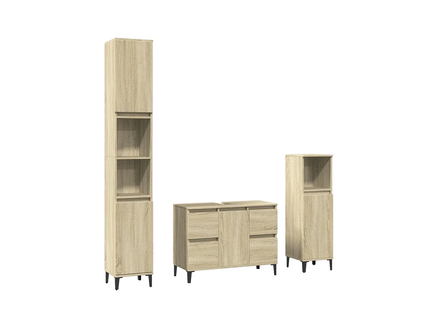 3-delige badkamermeubelset Sonoma Eiken