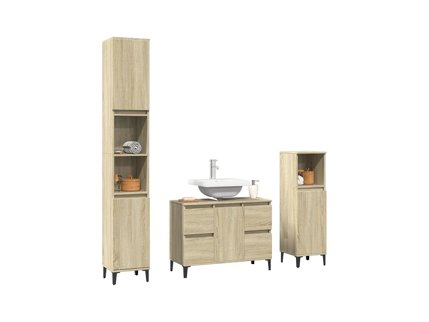 3-delige badkamermeubelset Sonoma Eiken