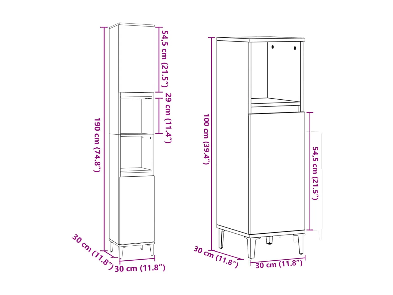 Set di mobili da bagno 3 pezzi in rovere Sonoma