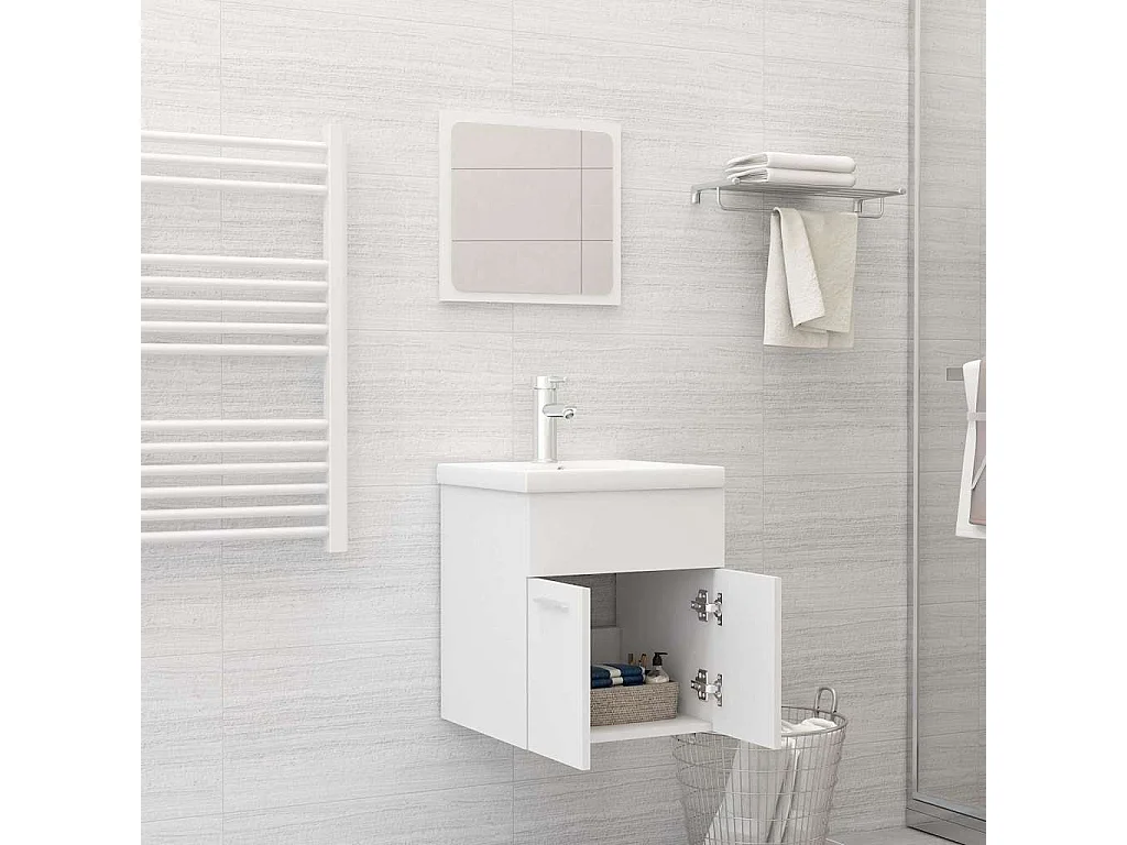 Conjunto de muebles de baño de 2 piezas de aglomerado blanco