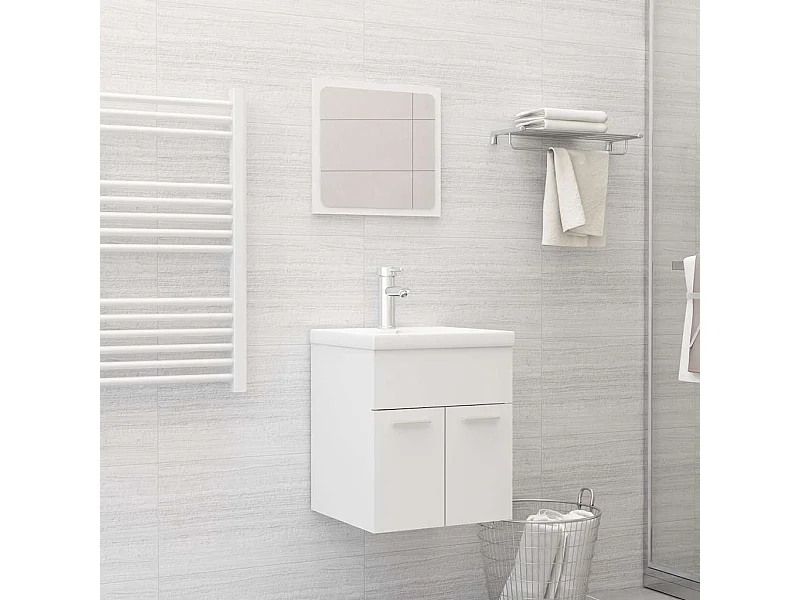 Conjunto de muebles de baño de 2 piezas de aglomerado blanco