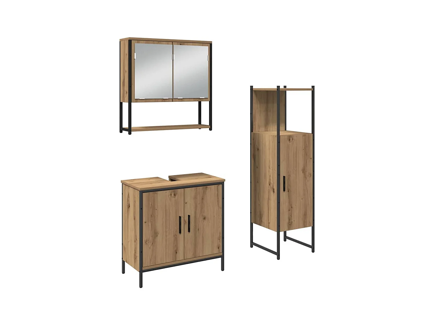 Ensemble de mobilier de salle de bain avec porte 3 pcs Marron