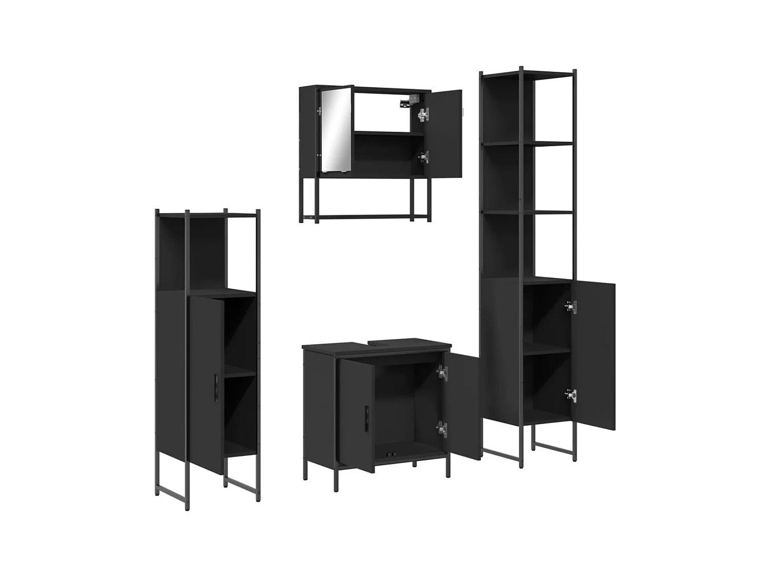 Ensemble de meubles salle de bain 4 pcs noir bois d'ingénierie