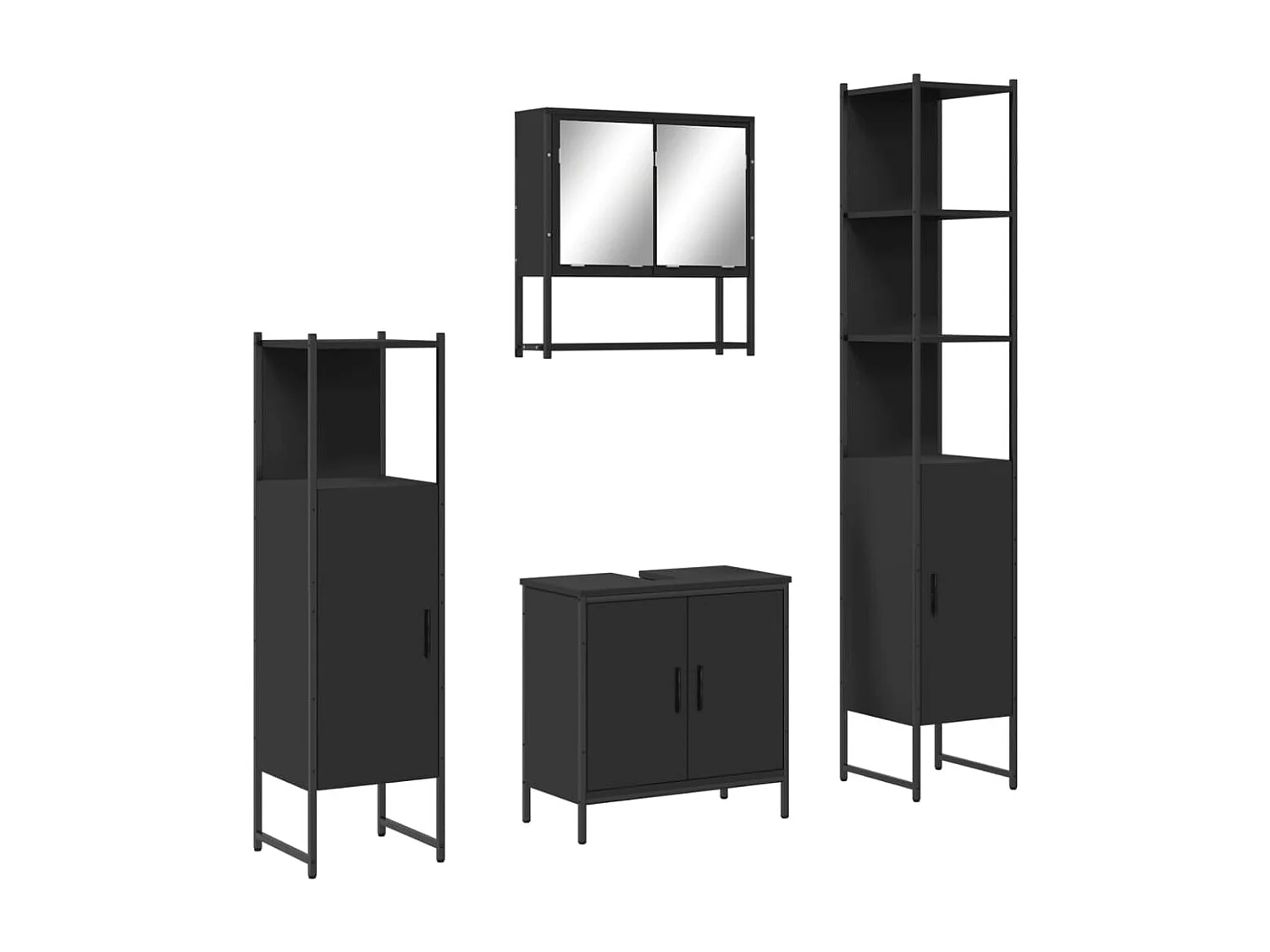 Ensemble de meubles salle de bain 4 pcs noir bois d'ingénierie