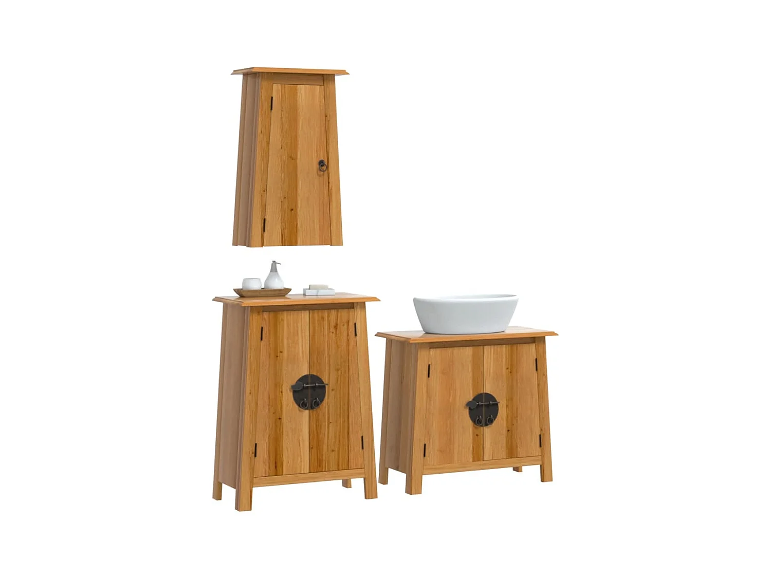 Ensemble de meubles de salle de bain 3 pcs bois de pin massif