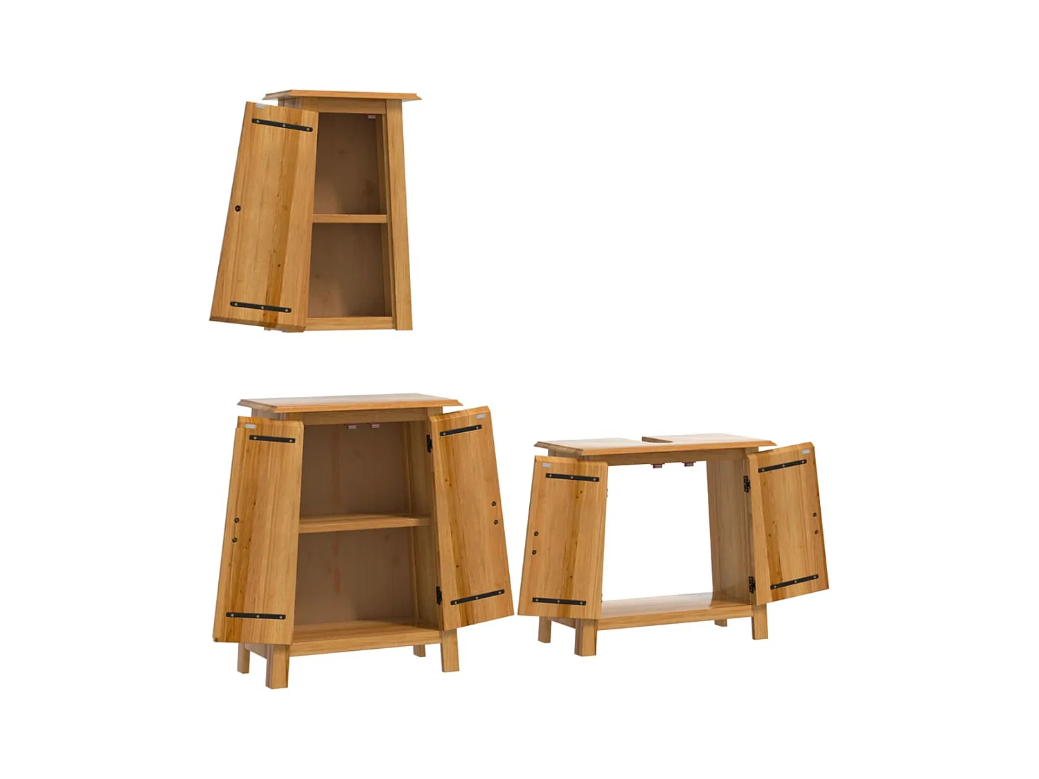 Ensemble de meubles de salle de bain 3 pcs bois de pin massif