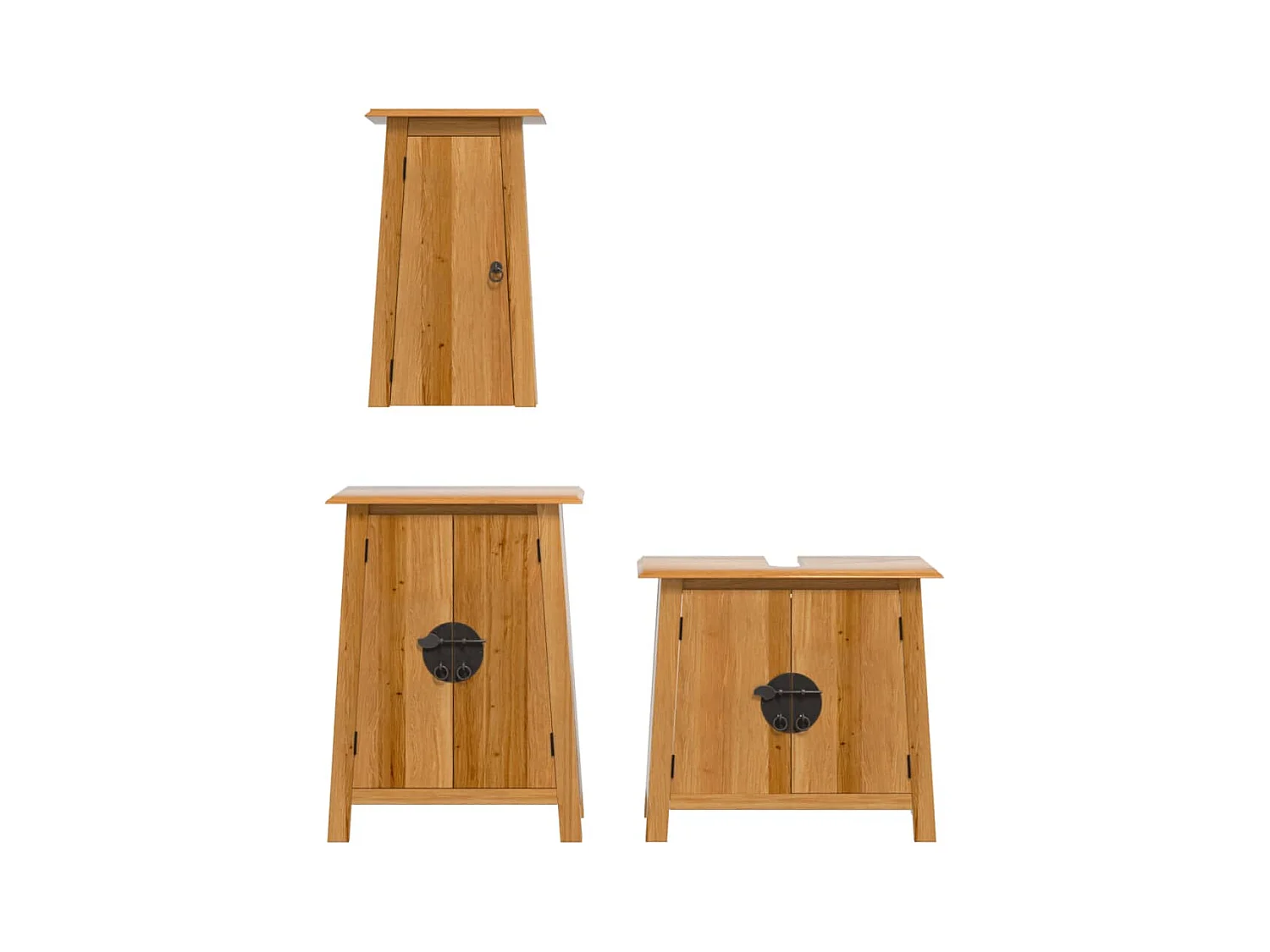 Ensemble de meubles de salle de bain 3 pcs bois de pin massif
