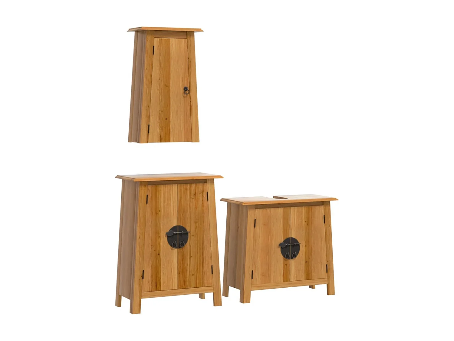 Conjunto de muebles de baño de 3 piezas fabricado en madera maciza de pino