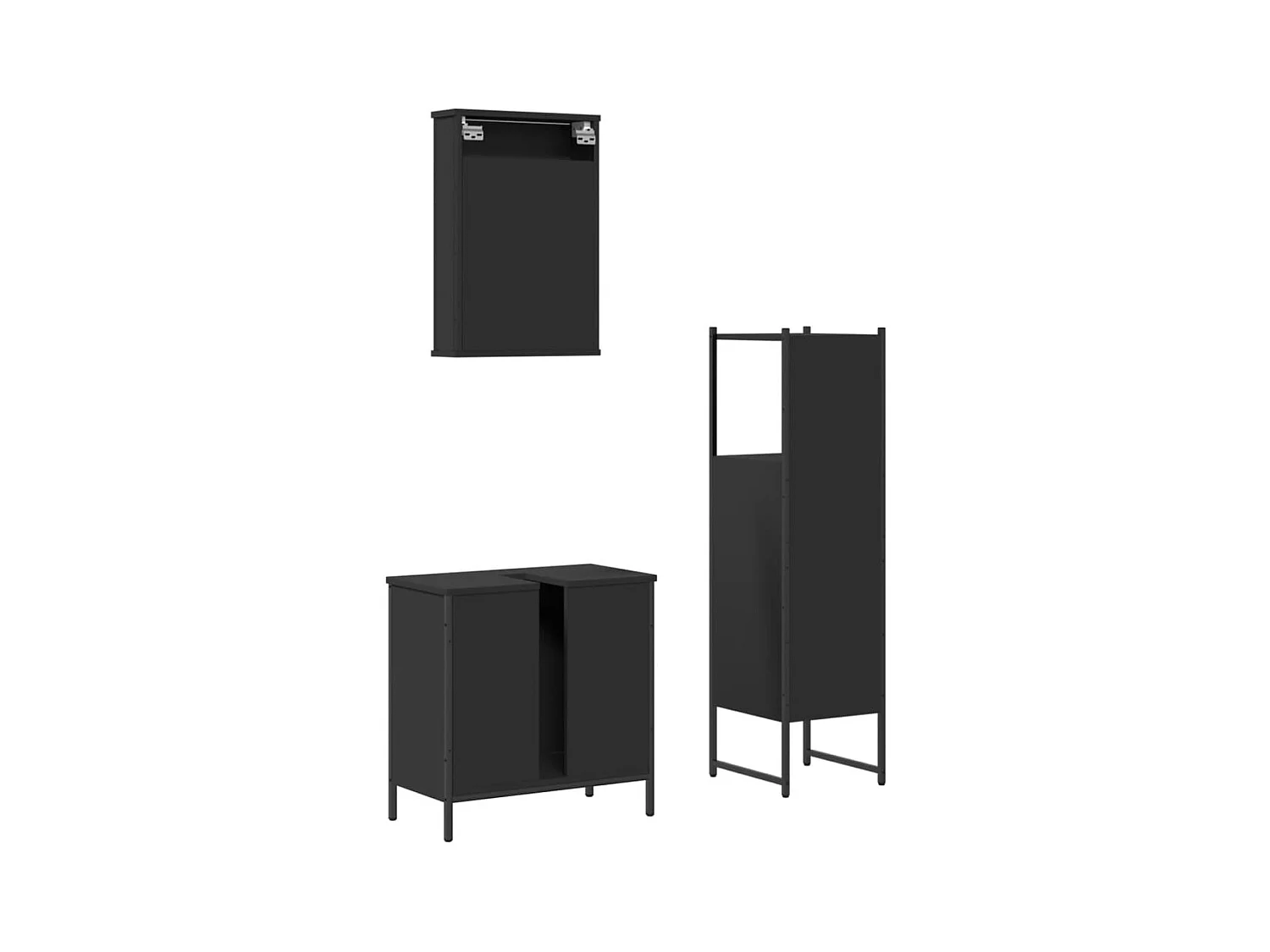 Ensemble de meubles salle de bain 3 pcs noir bois d'ingénierie