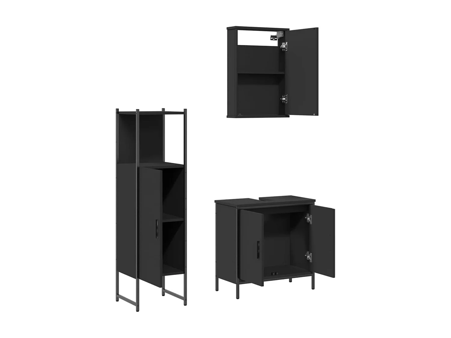 Ensemble de meubles salle de bain 3 pcs noir bois d'ingénierie