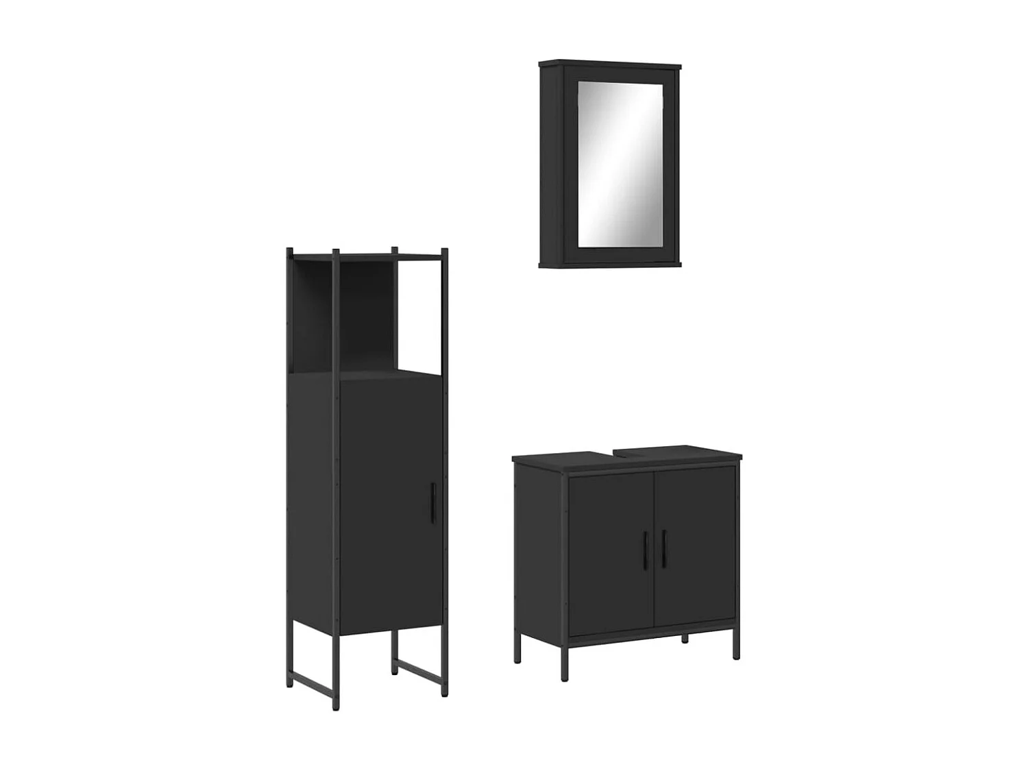 Ensemble de meubles salle de bain 3 pcs noir bois d'ingénierie