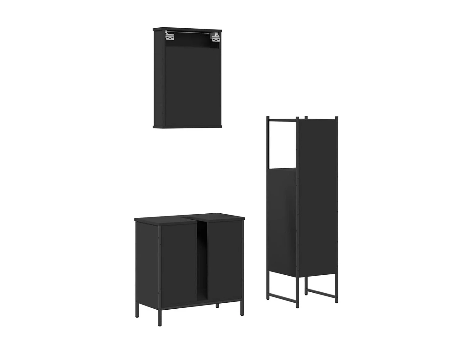 Ensemble de meubles salle de bain 3 pcs noir bois d'ingénierie