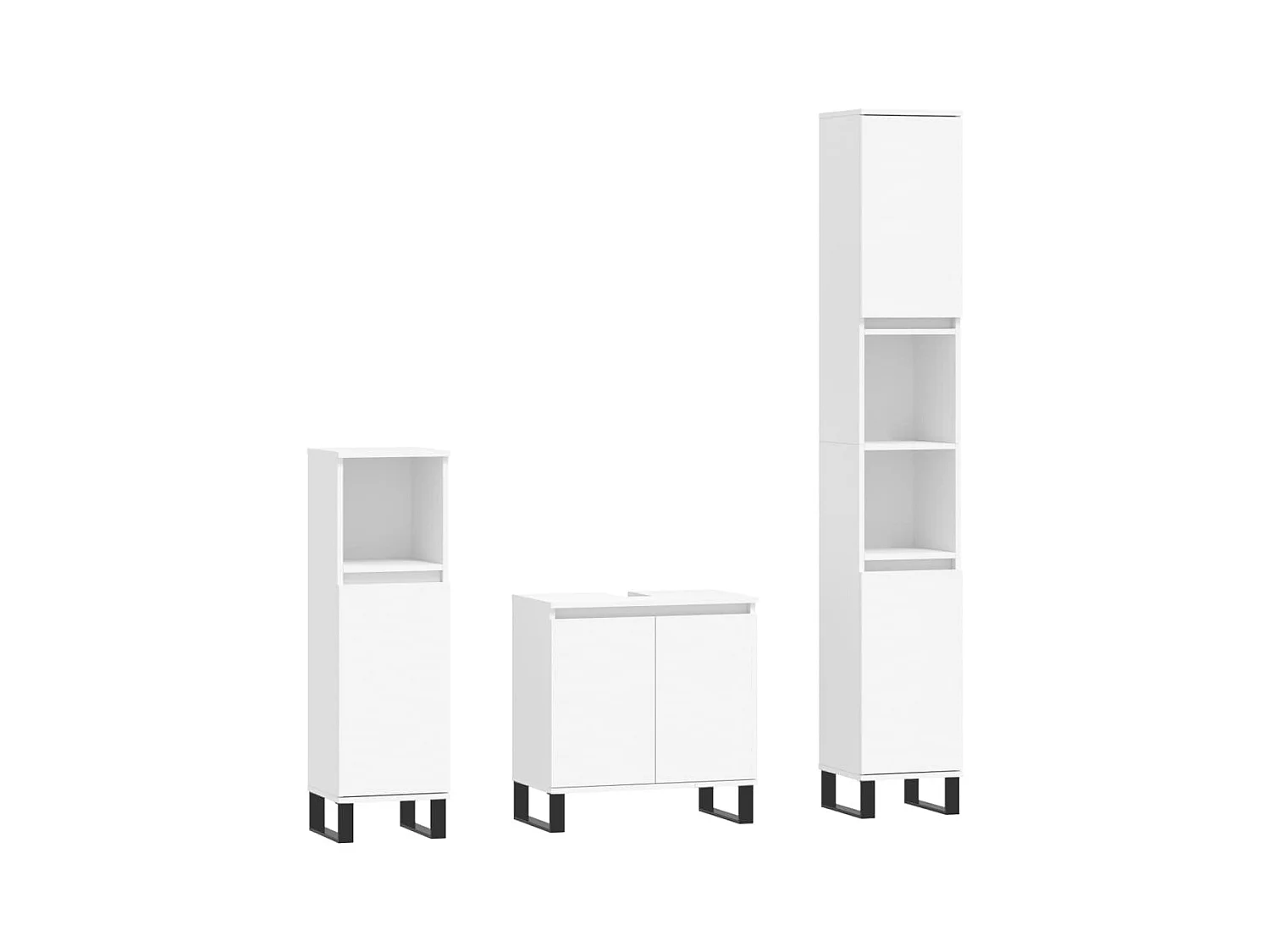 Ensemble d'armoires salle de bain 3 pcs blanc bois d'ingénierie