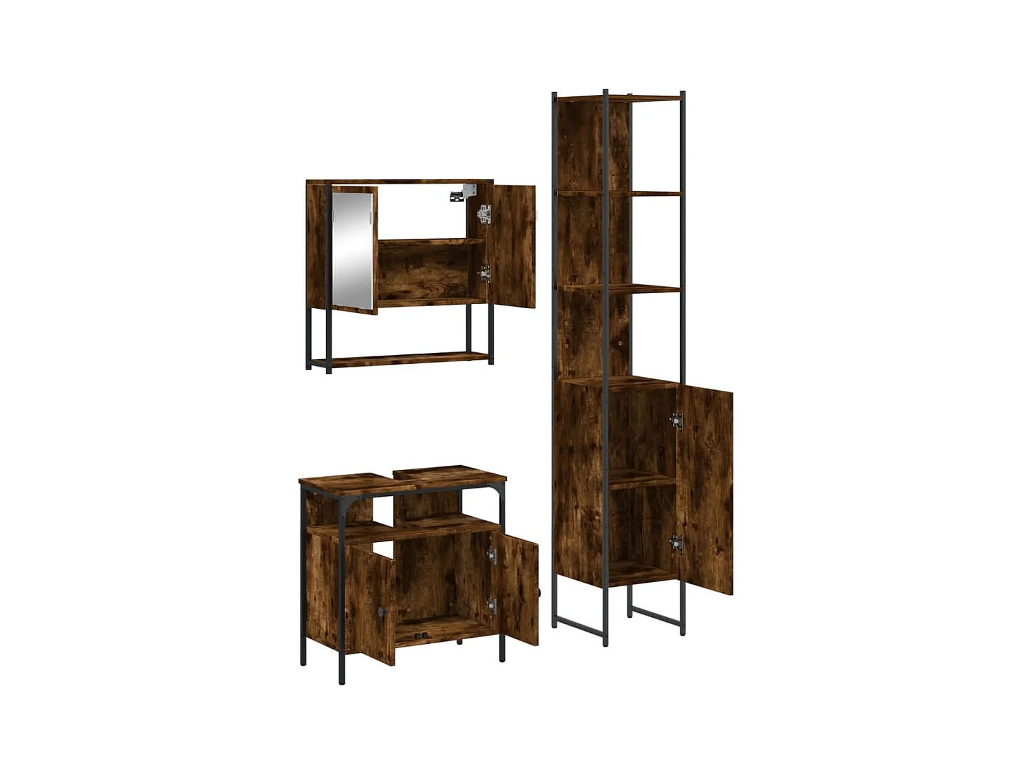 Ensemble de meubles de salle de bain 3 pcs Chêne fumé