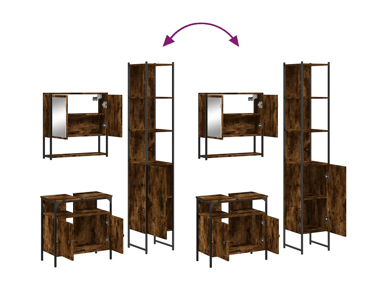 Ensemble de meubles de salle de bain 3 pcs Chêne fumé