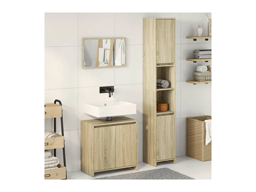 3-delige badkamermeubelset Sonoma Eiken