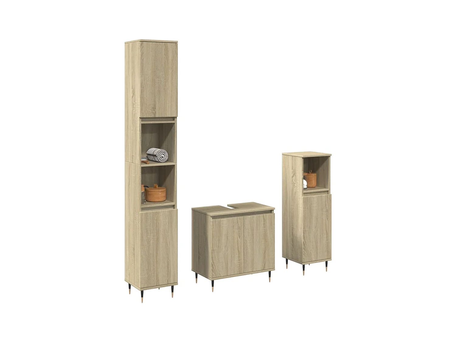 Conjunto de muebles de baño de 3 piezas roble sonoma
