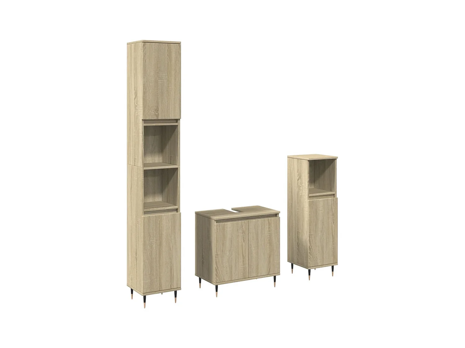 Conjunto de muebles de baño de 3 piezas roble sonoma