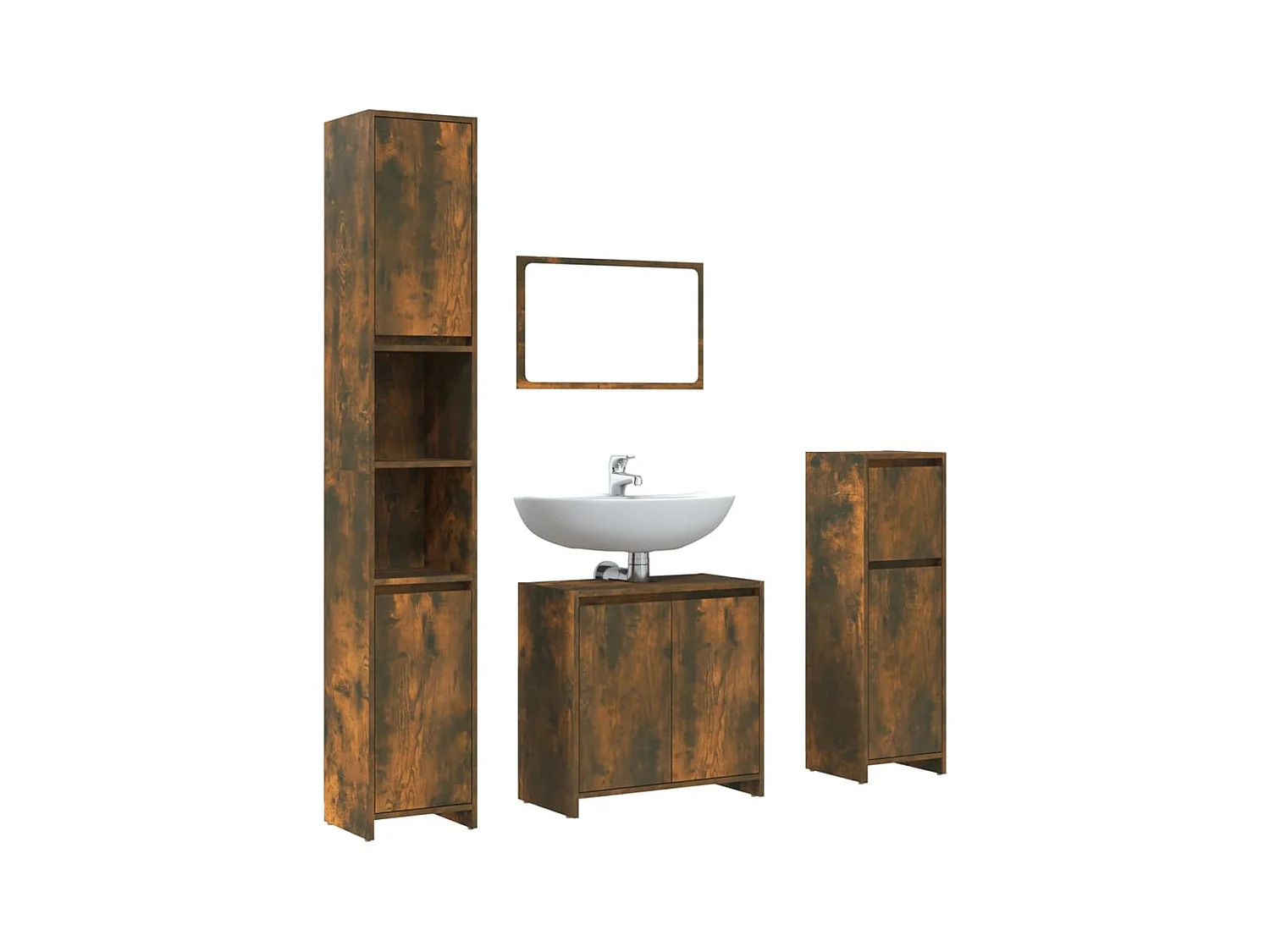 Ensemble de meubles de salle de bain 4 pcs Chêne fumé Bois