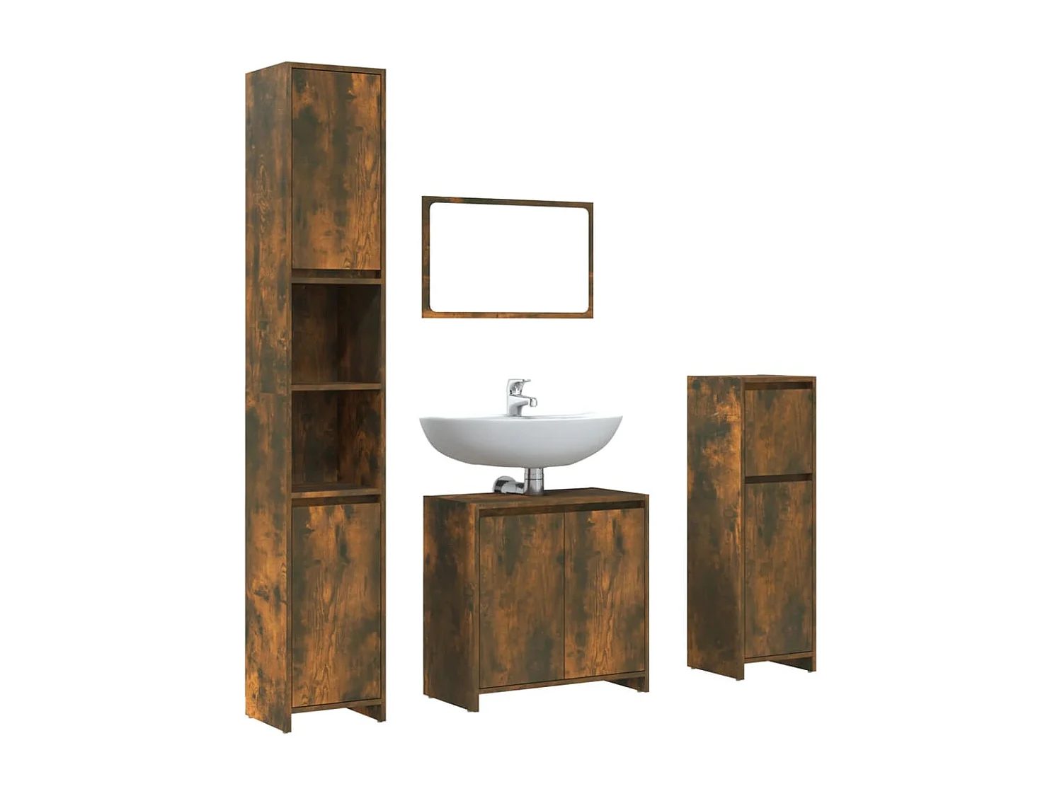 Ensemble de meubles de salle de bain 4 pcs Chêne fumé Bois