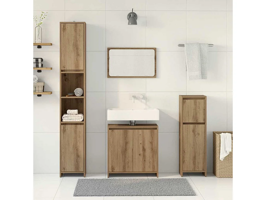 Ensemble de meubles salle de bain 4 pcs bois d'ingénierie