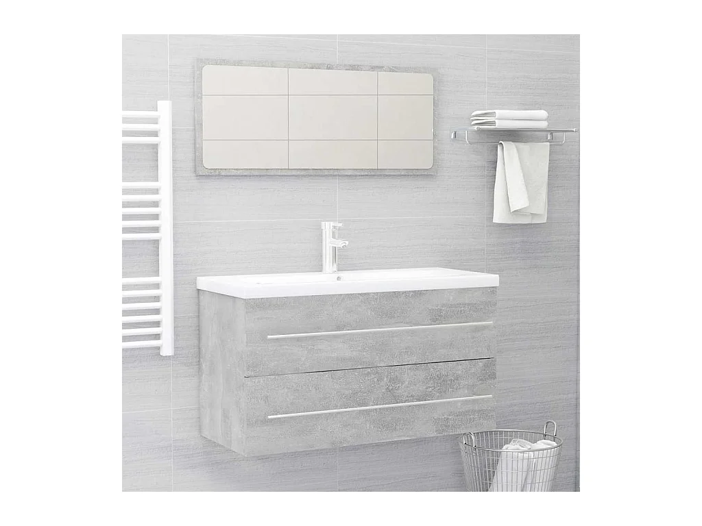 Ensemble de meubles de salle de bain 2 pcs Gris béton Aggloméré
