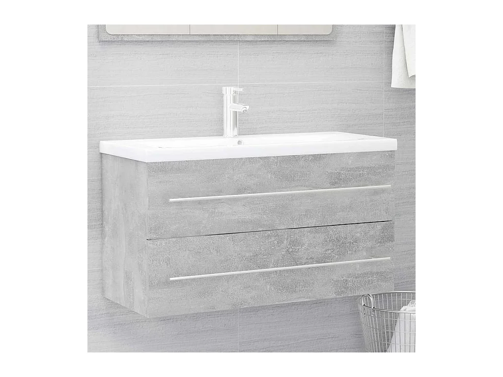 Ensemble de meubles de salle de bain 2 pcs Gris béton Aggloméré