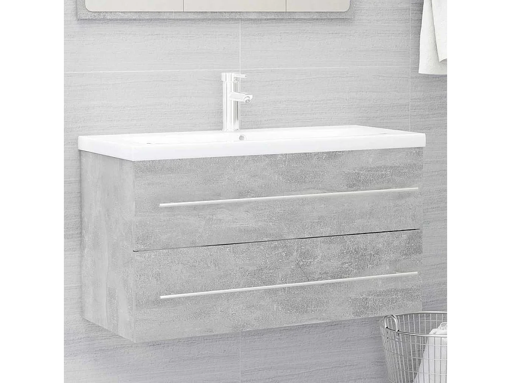 Ensemble de meubles de salle de bain 2 pcs Gris béton Aggloméré