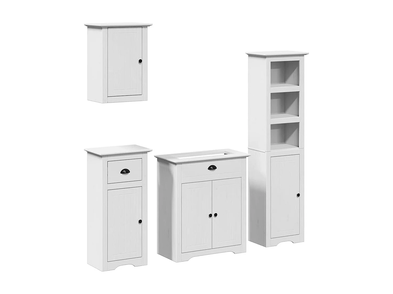 Meubles de salle de bain 4 pcs BODO blanc bois de pin massif