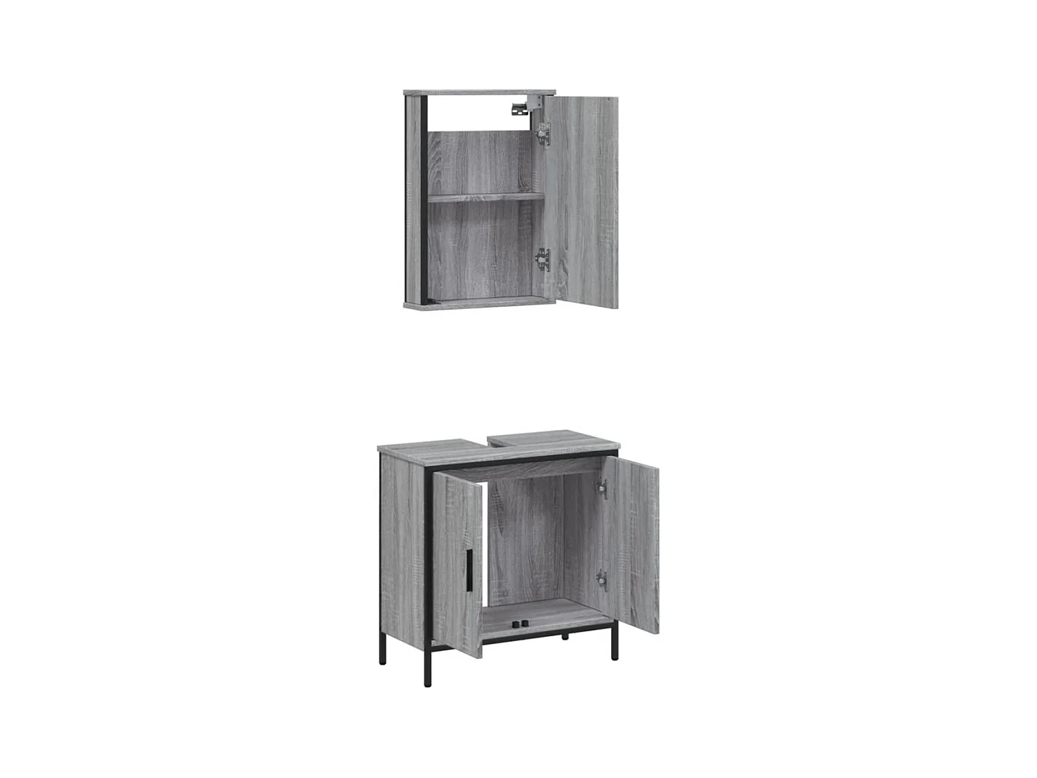 Ensemble de meubles de salle de bain 2 pcs Sonoma gris