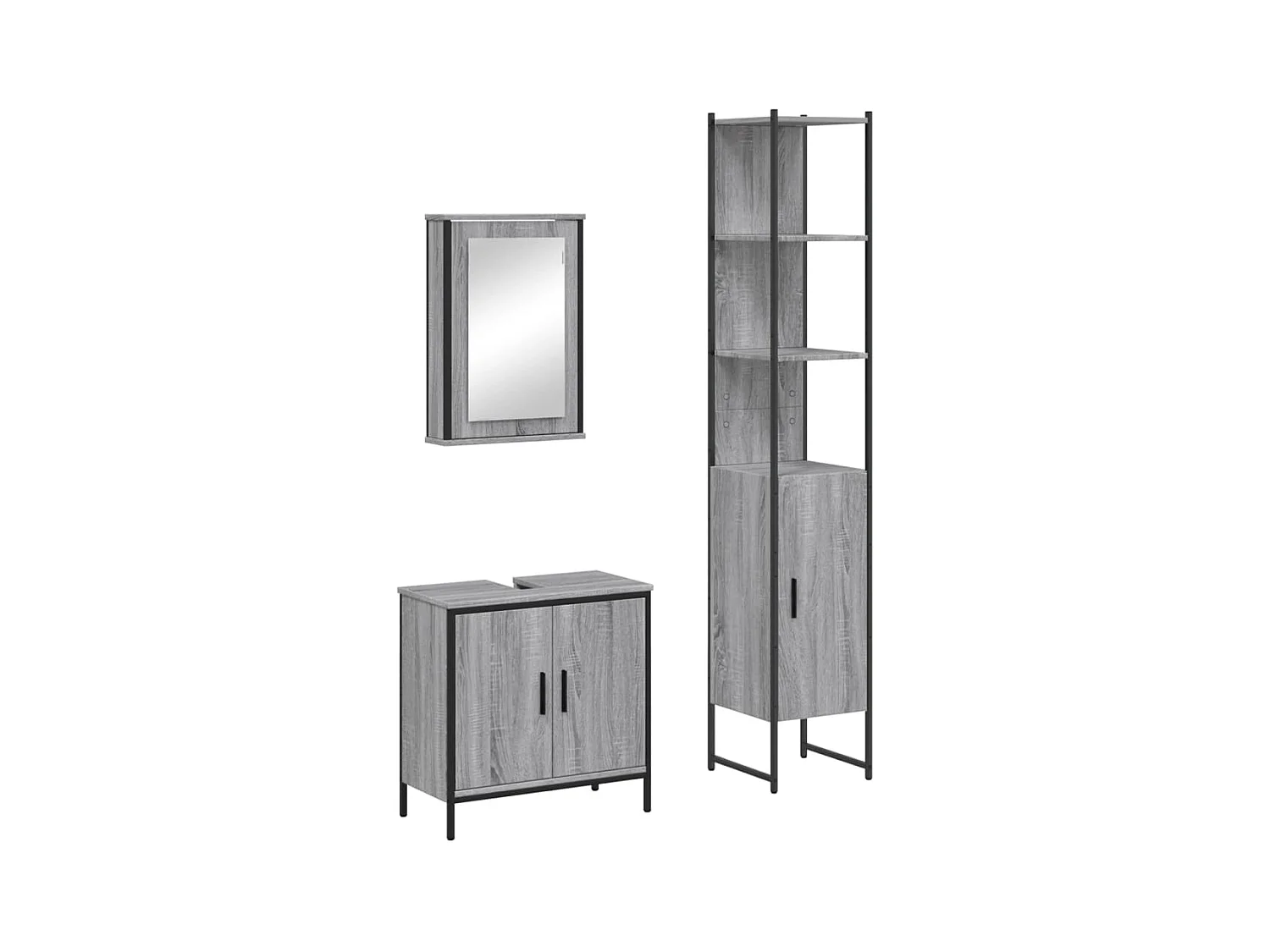 Ensemble de meubles de salle de bain 3 pcs Sonoma gris