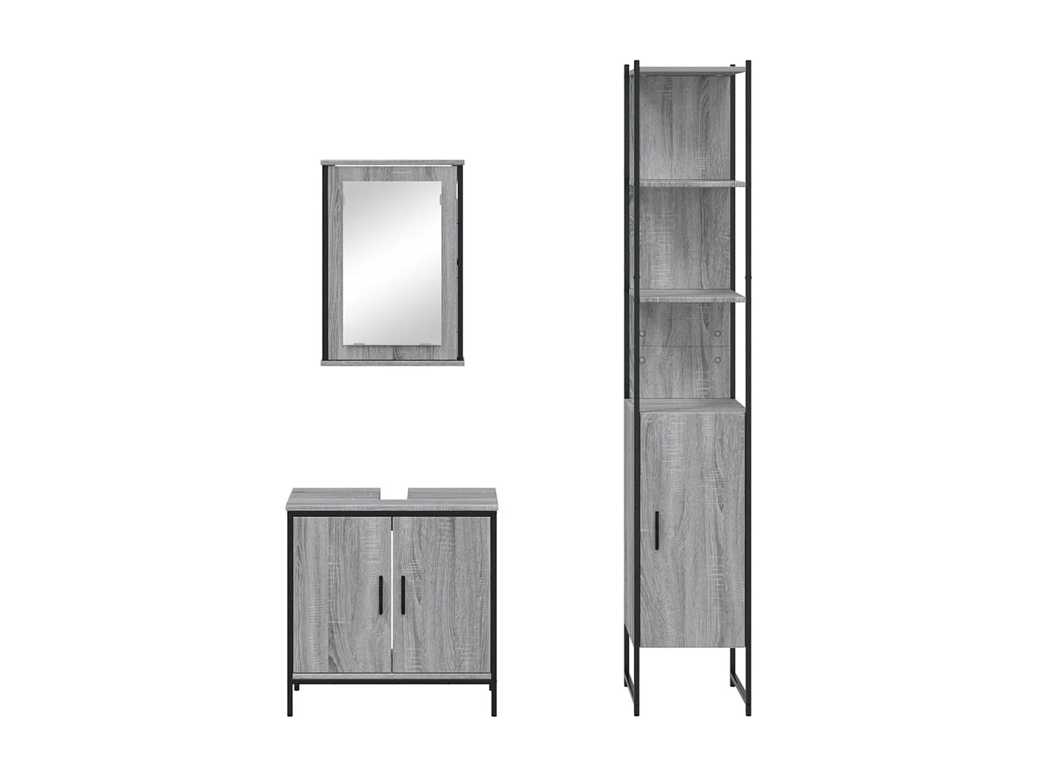 Ensemble de meubles de salle de bain 3 pcs Sonoma gris