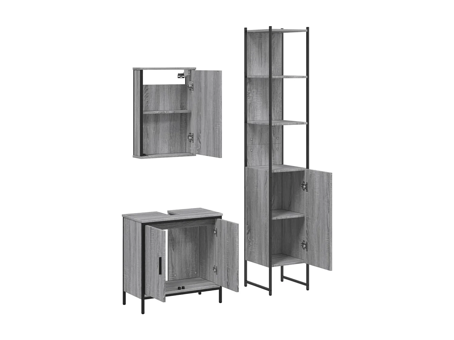 Ensemble de meubles de salle de bain 3 pcs Sonoma gris