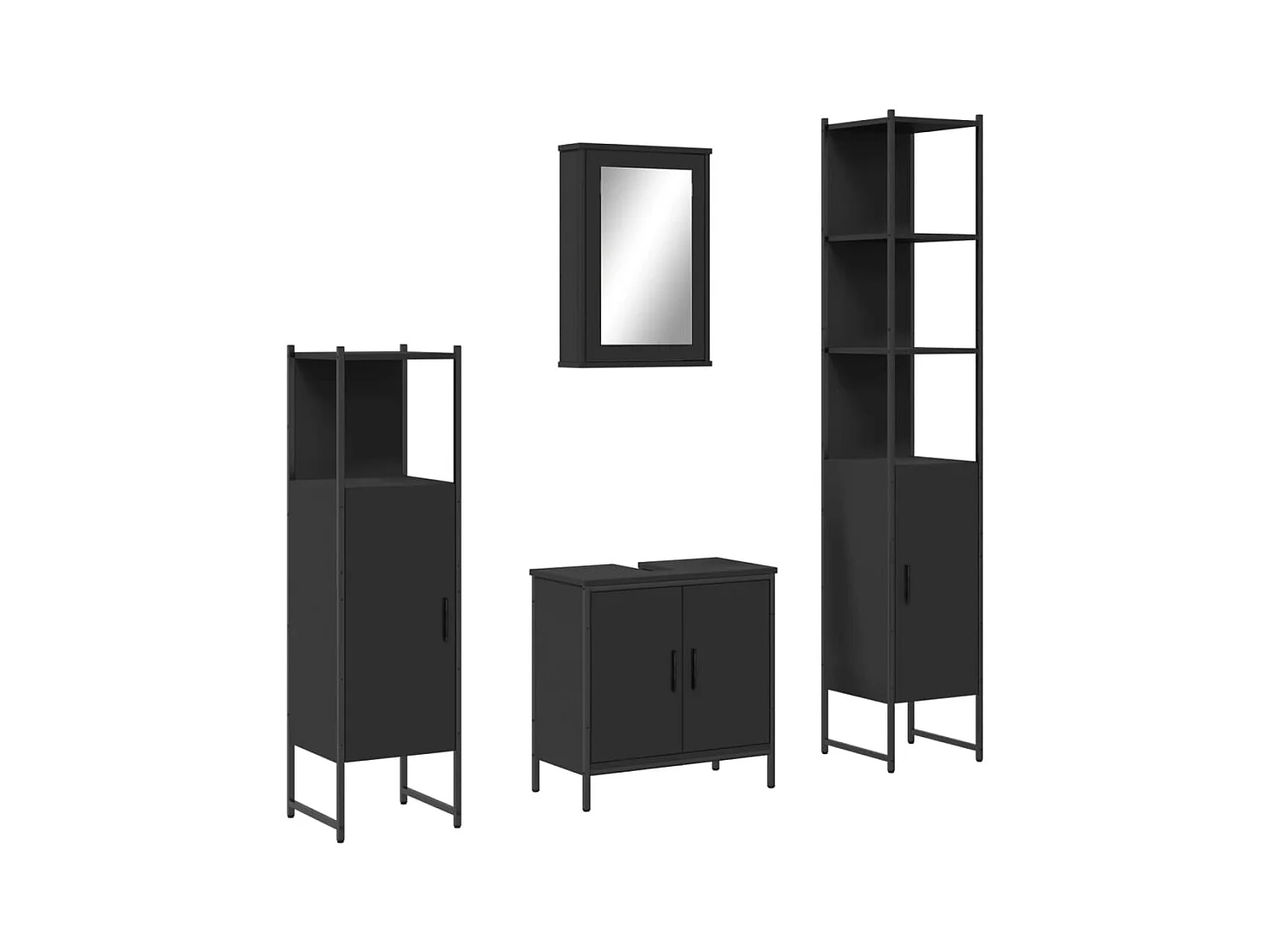 Ensemble de meubles salle de bain 4 pcs noir bois d'ingénierie