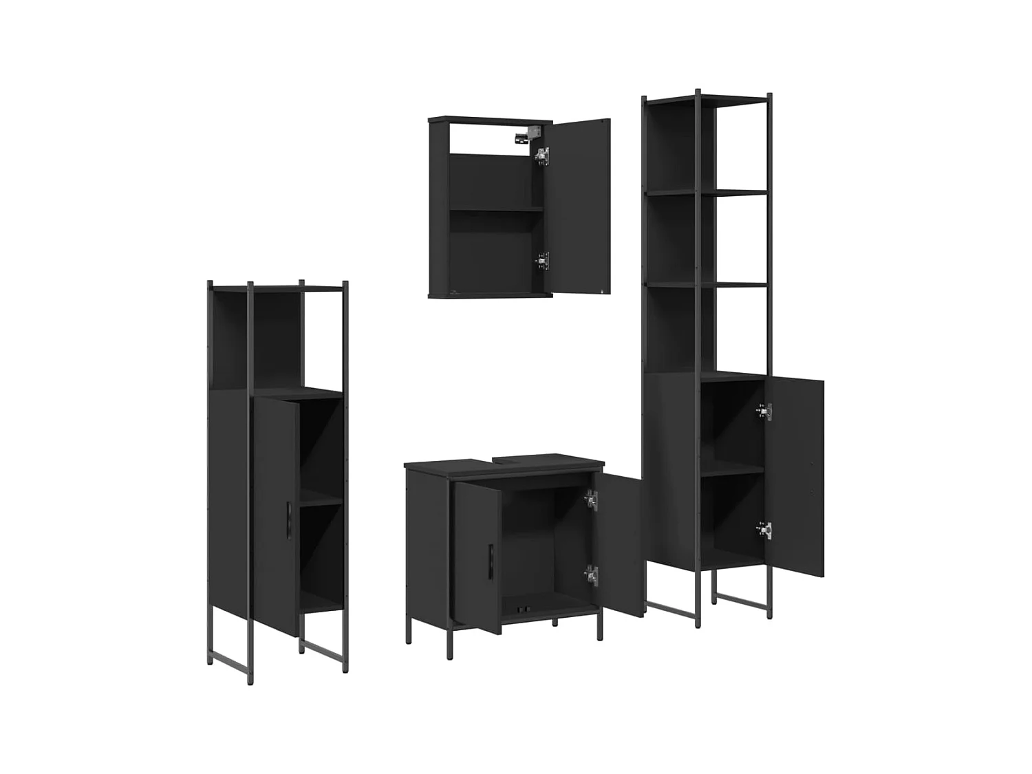 Ensemble de meubles salle de bain 4 pcs noir bois d'ingénierie