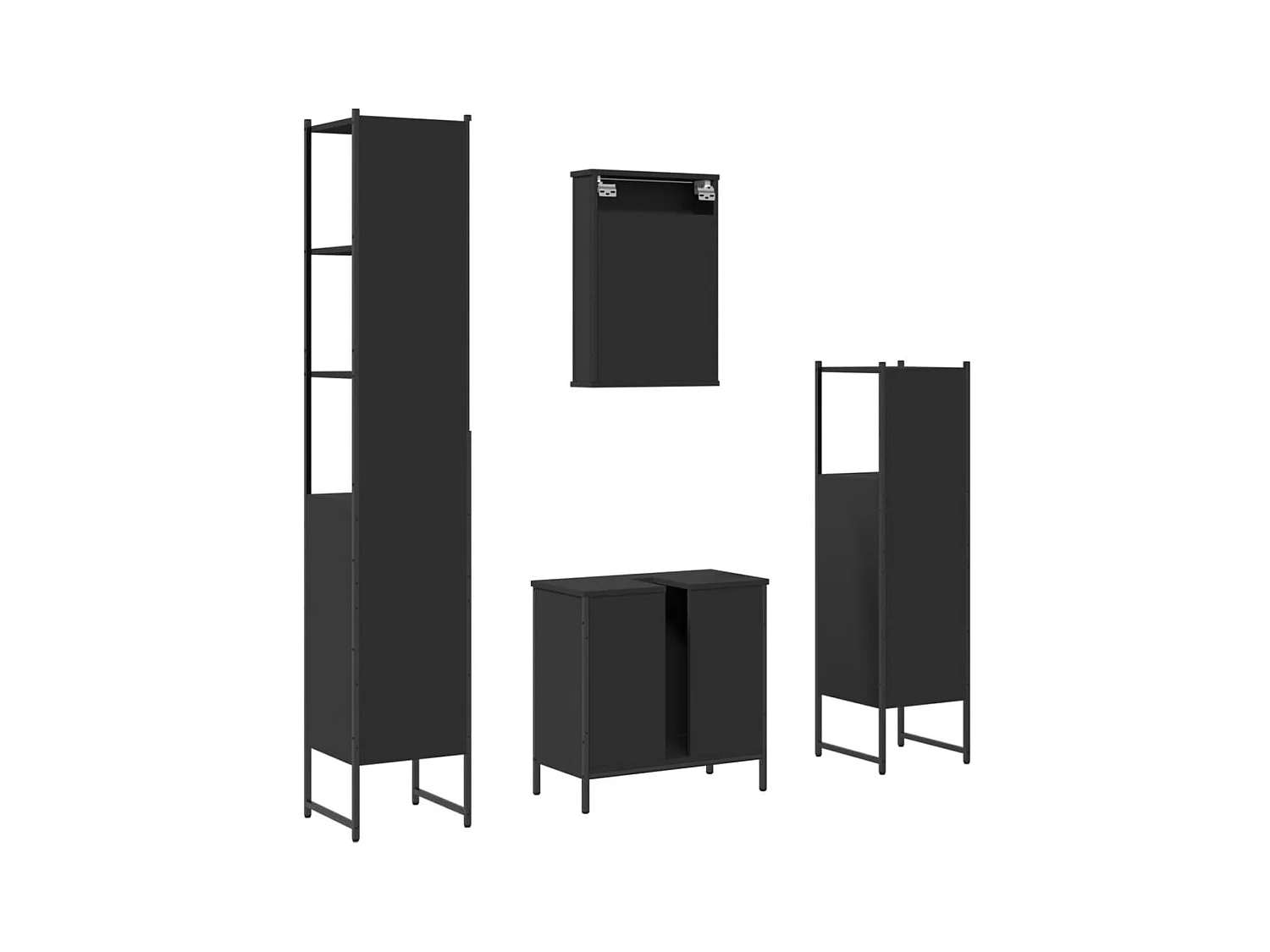 Ensemble de meubles salle de bain 4 pcs noir bois d'ingénierie